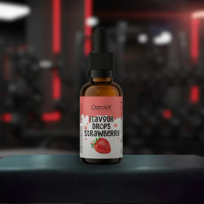 Îndulcitorul 0 kcal 30ml căpșună Gymbros într-o sală de fitness