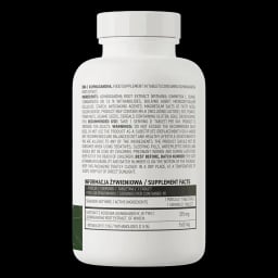 Valori nutriționale și ingrediente ale așwagandei 90 capsule Gymbros